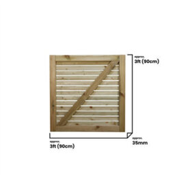 Premier Garden Supplies Slatted Garden Gate Roma Range H.3Ft X W.3Ft Fully Framed Wooden Pressure Treated Decorative Venetian Timber Garden Door - thumbnail 5