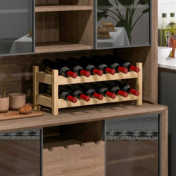 Costway Wine Rack 12 Bottle Bamboo Wine Bottle Holder 2-Tier Wine Shelf For Countertop - thumbnail 4