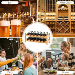 Costway Wine Rack 12 Bottle Bamboo Wine Bottle Holder 2-Tier Wine Shelf For Countertop - thumbnail 8