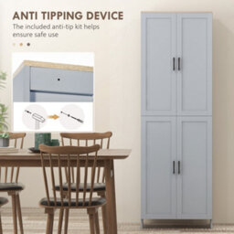 Wyld Haus Keketa 171Cm Grey 4-Door Tall Kitchen Pantry Cabinet With Natural Wood-Effect Top - thumbnail 9