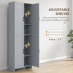 Wyld Haus Keketa 171Cm Grey 4-Door Tall Kitchen Pantry Cabinet With Natural Wood-Effect Top - thumbnail 6