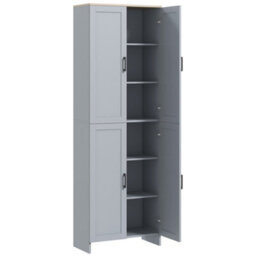 Wyld Haus Keketa 171Cm Grey 4-Door Tall Kitchen Pantry Cabinet With Natural Wood-Effect Top - thumbnail 2