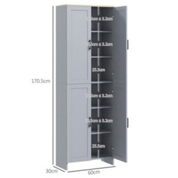 Wyld Haus Keketa 171Cm Grey 4-Door Tall Kitchen Pantry Cabinet With Natural Wood-Effect Top - thumbnail 4