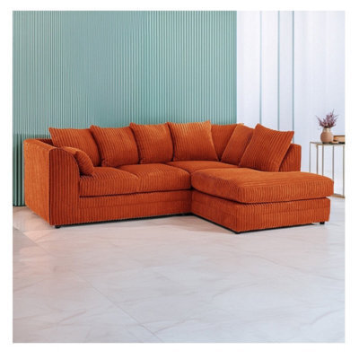 Hannah Jumbo Cord 4 Seater Right Hand Facing Corner Sofa Orange - image 1