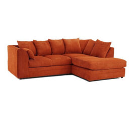 Hannah Jumbo Cord 4 Seater Right Hand Facing Corner Sofa Orange - thumbnail 2