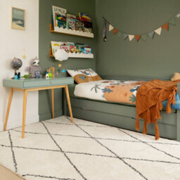 Loomed Machine Washable Shaggy Rug Beige Trellis Fluffy Mats 120Cm X 170Cm - thumbnail 2