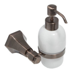 Homestylestore Art Deco Bathroom Wall Mounted Ceramic Soap Dispenser Aged Bronze Holder - thumbnail 2
