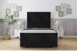 "Sloomy California Black Naples Bed Frame With 50"" Upholstered Headboard 4'6 Double"