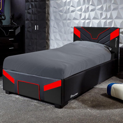 X Rocker X-Rocker Cerberus Ottoman Gaming Bed, 3Ft Single Upholstered Bedstead With Storage Carbon Red Black -  90X190Cm Mattress Included - image 1