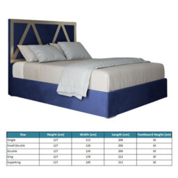 Alison Upholstered Soft Velvet Metal Blue Bed Frame - thumbnail 4