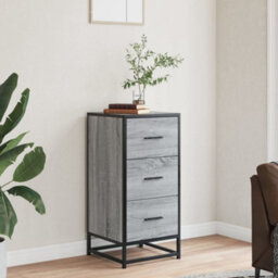 Berkfield Sideboard Grey Sonoma 35.5X35X76 Cm Engineered Wood And Metal - thumbnail 3