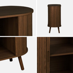 Sweeek - Sideboard With 2 Sliding Doors And Shelf Grooved Wood Effect Low Sideboard Legacy Walnut L 80 X D 40 X H 80Cm - thumbnail 4