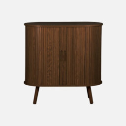 Sweeek - Sideboard With 2 Sliding Doors And Shelf Grooved Wood Effect Low Sideboard Legacy Walnut L 80 X D 40 X H 80Cm - thumbnail 2