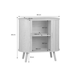 Sweeek - Sideboard With 2 Sliding Doors And Shelf Grooved Wood Effect Low Sideboard Legacy Walnut L 80 X D 40 X H 80Cm - thumbnail 5