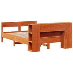 Berkfield Bookcase Bed Without Mattress Wax Brown 140X200Cm Solid Wood Pine - thumbnail 6