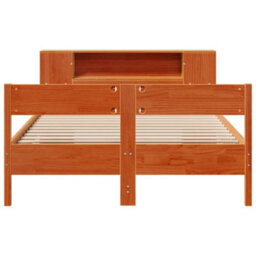 Berkfield Bookcase Bed Without Mattress Wax Brown 140X200Cm Solid Wood Pine - thumbnail 4