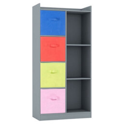 Urbn-Living Urbnliving 128Cm Height Tall Black Wooden 7 Multicolour Cube  Bookcase Shelving Display Storage Unit Cabinet Shelves - thumbnail 1