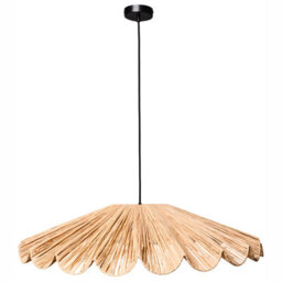 Beliani Boho Raffia Pendant Lamp Handwoven Natural Palm-Leaf Ceiling Light, W78 X H105Cm - thumbnail 2