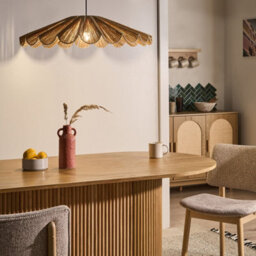 Beliani Boho Raffia Pendant Lamp Handwoven Natural Palm-Leaf Ceiling Light, W78 X H105Cm - thumbnail 1