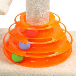 "25"" Cat Scratcher Post With Sisal Pole And Track Toy Balls, Indoor Kitten Activity Center" - thumbnail 4