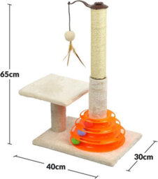 "25"" Cat Scratcher Post With Sisal Pole And Track Toy Balls, Indoor Kitten Activity Center" - thumbnail 7