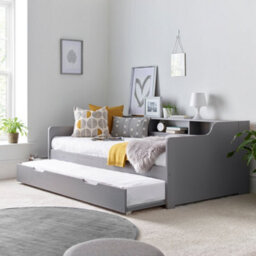 Bedmaster Tyler Grey Guest Bed And Trundle With Pocket Mattresses - thumbnail 1