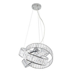 Valuelights Hudson Modern 3 Way Chrome And Clear Acrylic Jewel Ring Pendant Ceiling Light - thumbnail 1