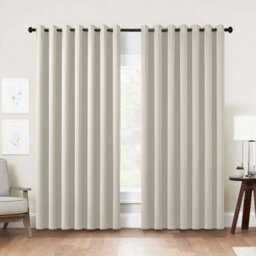 Living And Home Beige Solid Grommet Top 100% Blackout Curtains 2 Pack Thermal Insulated Panels 137X117Cm