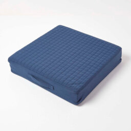 Homescapes Navy Quilted Cotton Armchair Booster Cushion Cover - thumbnail 4