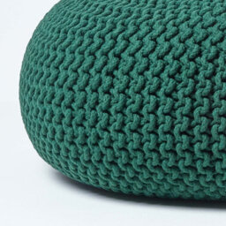 Homescapes Forest Green Large Round Cotton Knitted Pouffe Footstool - thumbnail 4
