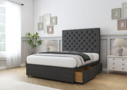 "Comfort Winslow Graphite Tweed Divan Bed Base 4 Drawers - 26"" Strutted  4'6 Double" - thumbnail 5