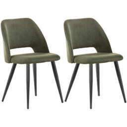 Longtoo Set Of 2 Dining Chairs, Velvet Upholstery, Separate Legs, Army Green - thumbnail 2