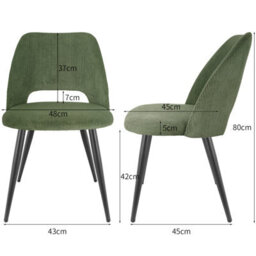 Longtoo Set Of 2 Dining Chairs, Velvet Upholstery, Separate Legs, Army Green - thumbnail 3