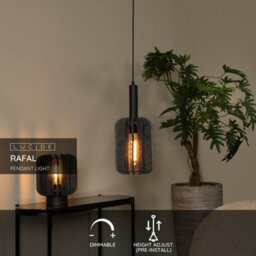 Lucide Rafal - Pendant Light - 20 Cm - 1Xe27 - Grey - thumbnail 2
