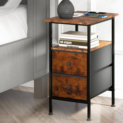 Levede Bedside Table Cabinet Storage Nightstand Charging Station 2 Drawers - image 1