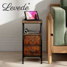 Levede Bedside Table Cabinet Storage Nightstand Charging Station 2 Drawers - thumbnail 9