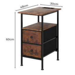 Levede Bedside Table Cabinet Storage Nightstand Charging Station 2 Drawers - thumbnail 4