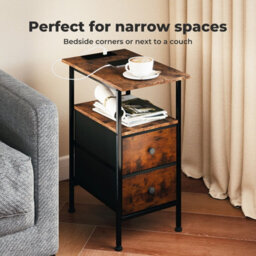 Levede Bedside Table Cabinet Storage Nightstand Charging Station 2 Drawers - thumbnail 7