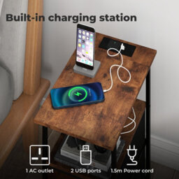Levede Bedside Table Cabinet Storage Nightstand Charging Station 2 Drawers - thumbnail 6