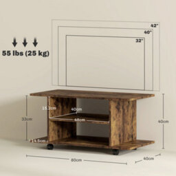 Homcom Modern Tv Cabinet Stand Storage Shelves Table Mobile Rustic Brown - thumbnail 3