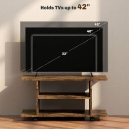 Homcom Modern Tv Cabinet Stand Storage Shelves Table Mobile Rustic Brown - thumbnail 7