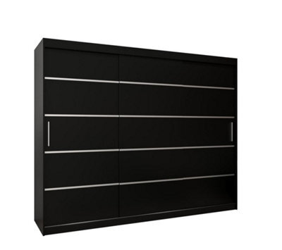 Arte Verona 01 Contemporary 3 Sliding Door Wardrobe 9 Shelves 2 Rails Black Matt (H)2000mm (W)2500mm (D)620mm - image 1