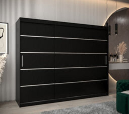 Arte Verona 01 Contemporary 3 Sliding Door Wardrobe 9 Shelves 2 Rails Black Matt (H)2000mm (W)2500mm (D)620mm - thumbnail 2