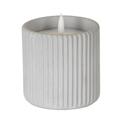 Luxe Collection Natural Glow Chalk Ribbed Large Led Candle - image 1