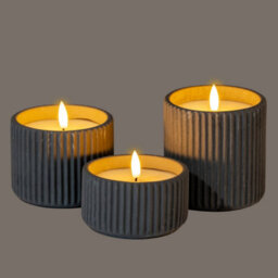 Luxe Collection Natural Glow Chalk Ribbed Large Led Candle - thumbnail 4
