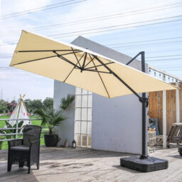 Living And Home 3M Large Square Canopy Rotatable Tilting Garden Rome Umbrella Cantilever Parasol With 100 L Fillable Base, Beige - thumbnail 2