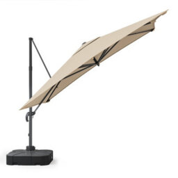 Living And Home 3M Large Square Canopy Rotatable Tilting Garden Rome Umbrella Cantilever Parasol With 100 L Fillable Base, Beige - thumbnail 3