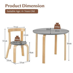 Children Wooden Activity Table 4 Curved Chairs 5-Piece Kids - thumbnail 2