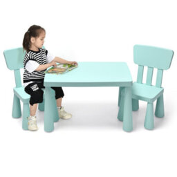 Costway 3 Pcs Kids Table And Chair Set Toddler Activity Center Children Writing Desk - thumbnail 1