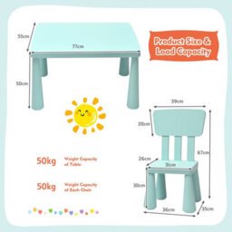 Costway 3 Pcs Kids Table And Chair Set Toddler Activity Center Children Writing Desk - thumbnail 2
